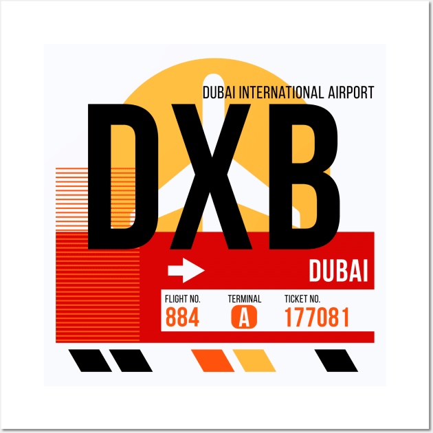 Dubai (DXB) Airport // Sunset Baggage Tag Wall Art by Now Boarding